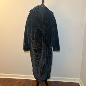 Luxurious Black Faux Fur Coat